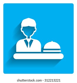 Icon of man silhouette sitting at table with cloche
