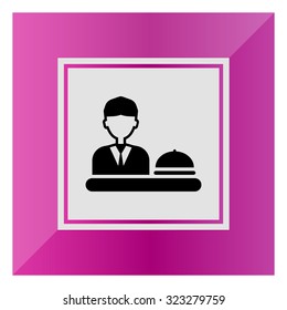 Icon of man silhouette sitting at table with cloche