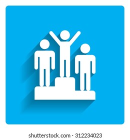 Icon of man silhouettes standing on winners podium
