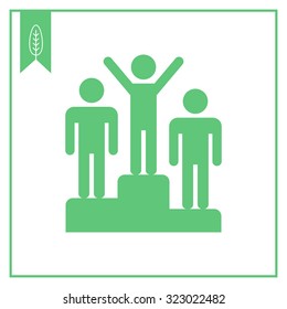 Icon of man silhouettes standing on winner podium