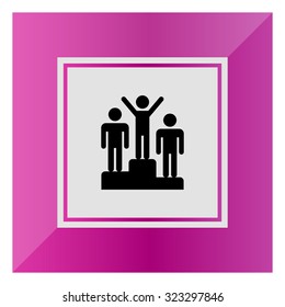 Icon of man silhouettes standing on winner podium