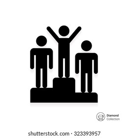 Icon of man silhouettes standing on winner podium
