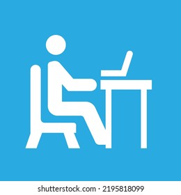 icon of man sitting at laptop, vector illustration