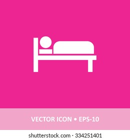 Icon of Man Sleeping In Bad on Magenta Color Background. Eps-10.