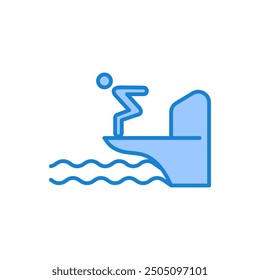 Icon man Sport Training Athletic Swimmer Jump in Pool from Board, isolated on white background. Vector illustration can be used for web, mobile,etc.