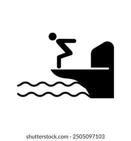 Icon man Sport Training Athletic Swimmer Jump in Pool from Board, isolated on white background. Vector illustration can be used for web, mobile,etc.