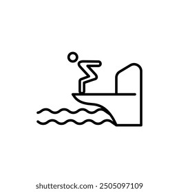 Icon man Sport Training Athletic Swimmer Jump in Pool from Board, isolated on white background. Vector illustration can be used for web, mobile,etc.