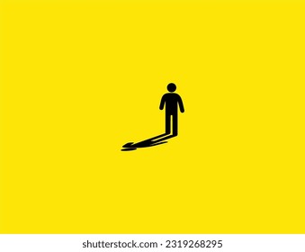 Icon of man standing alone on yellow background