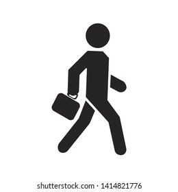 Icon of man with a suitcase. Businessman sign. Vector illustration in cartoon style