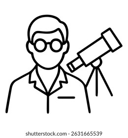 Icon man with telescope astronomer on white background vector
Vector line icon profession