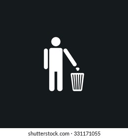 Icon man throwing garbage into a trash can.