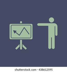 Icon of Man With Training Presentation Chart. Eps-10.