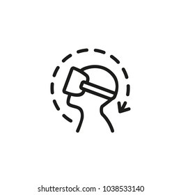 Icon of man in virtual reality simulator. Turning head, gaming, digital world. Interactivity concept. Can be used for topics like virtual reality, technology, entertainment