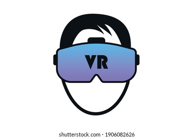 Icon Mann in vr Brillen, 360, virtuelle Realität, Logo, Spielgeräte. Vektor EPS10
