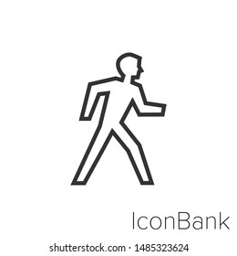 Icon man walking in black and white Illustration.