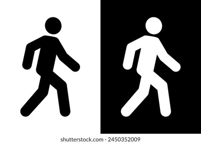 Icon of a man walking. Pedestrian movement pictogram. Stylized walking man.