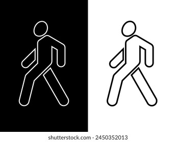 Icon of a man walking. Pedestrian movement pictogram. Stylized walking man.