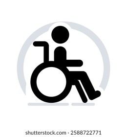 Icon of a man in a wheelchair on a white background.