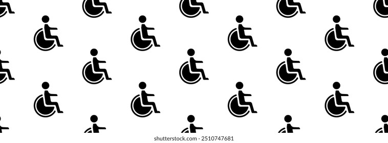 Icon of a man in a wheelchair. Seamless drawing.