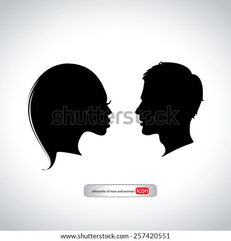 Similar – Man and woman face each other and look each other in the eyes