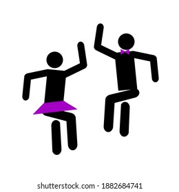 Icon of a man and a woman in dancing poses logo template mascot, icon. 