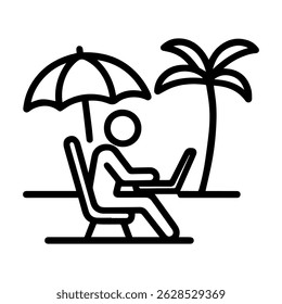 Hombre del icono que trabaja en la playa en un Vector blanco del fondo
Icono de Vector Trabajo remoto Freelance