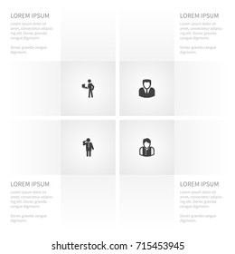 Icon Manager Set Of Vocalist, Mister, Developer And Other Vector Objects. Also Includes Male, Man, Boy Elements.