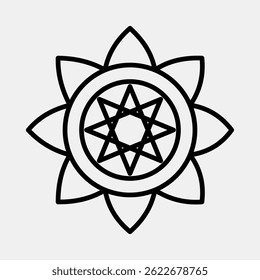 Icon mandala art. Buddhism and vesak elements. Icon in line style.
