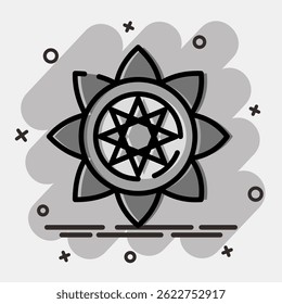 Icon mandala art. Buddhism and vesak elements. Icon in comic style.