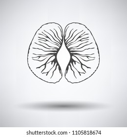 Icon of Mandarin on gray background, round shadow. Vector illustration.