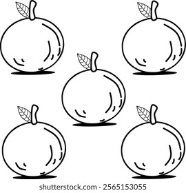 icon Mandarin oranges design, with various design shapes, with a hand drawn black outline style