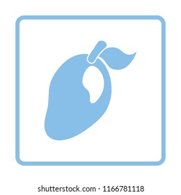 Icon of Mango. Blue frame design. Vector illustration.