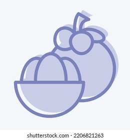 Icon Mangosteen. related to Thailand symbol. two tone style. simple design editable. simple illustration. simple vector icons. World Travel tourism. Thai