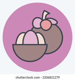 Icon Mangosteen. related to Thailand symbol. color mate style. simple design editable. simple illustration. simple vector icons. World Travel tourism. Thai