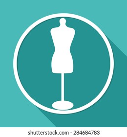 Icon Mannequin on white circle with a long shadow