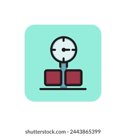 Icon of manometer. Pressure, fuel, equipment. Measurement concept. Can be used for topics like physics, science, industry