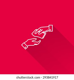Icon of man's hand giving banknotes to another man's hand
