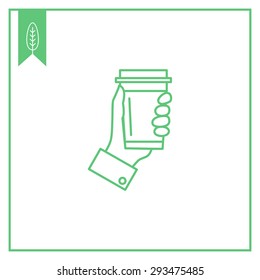 Icon of man's hand holding disposable coffee cup