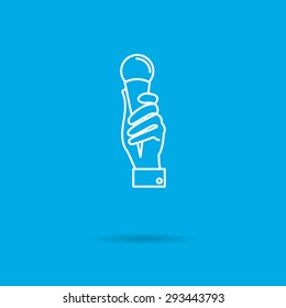 Icon of man's hand holding ice cream in waffle cone