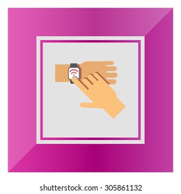 Icon of man's hand touching smartwatch display
