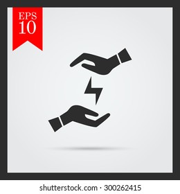 Icon of man's hands holding lightning