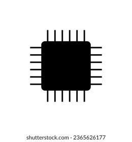 Icon of man's head and computer chip or processor. Concept of programmed or robotic thinking and action. Vector Illustration svg