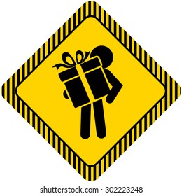 Icon of man's silhouette holding gift box