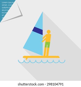 Icon of man's silhouette standing on surfboard