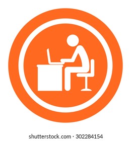 Icon of man's silhouette working on laptop