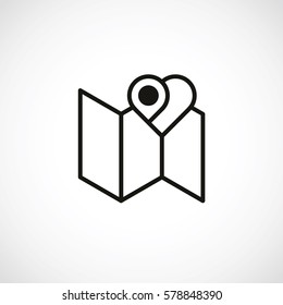 icon the map with heart