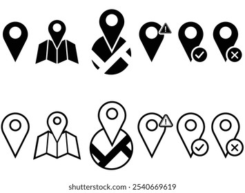 Icon Map Location Pin Outline Symbols