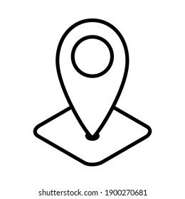 Icon of map with pin place on white background, vector illustration