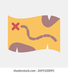 Icon map. Pirates theme elements. Icon in flat style.