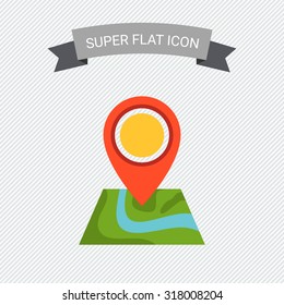 Icon of map with map pointer